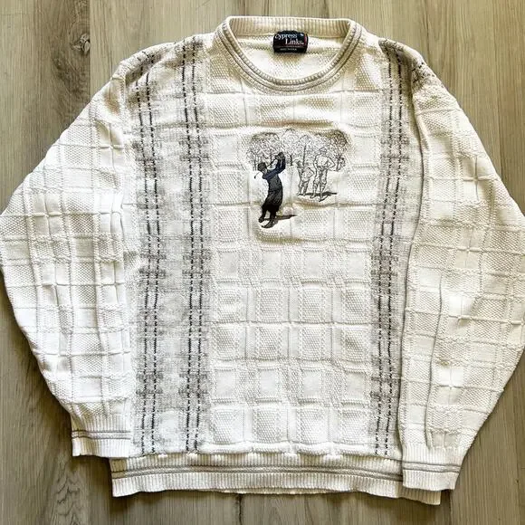 Vintage Cypress Links Pullover Crew Embroidered Golf Sweater Mens Sz Medium