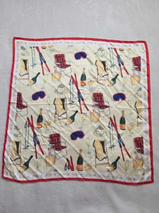 New Anthropologie Apres Ski skiing Nikki Ackerman 27x27 scarf