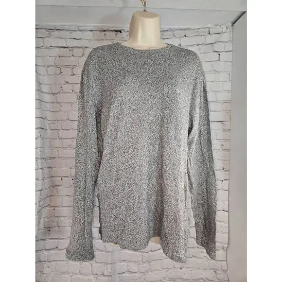H&M Mens Size Large Grey Chambray Lightweight Pullover Sweater