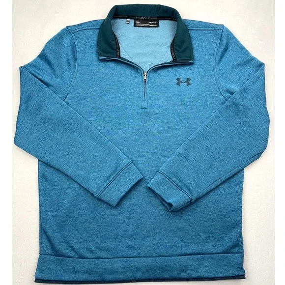 Under Armour Golf Quarter Zip Pullover Mens Medium Heather Teal Blue ColdGear M