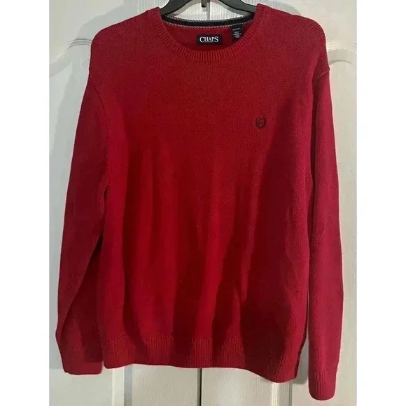 Chaps Ralph Lauren‎ Red Long Sleeve Crew Neck Pullover Cotton Sweater Men’s XL
