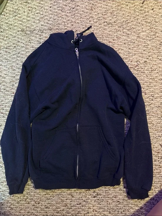 medium navy blue jerzees full zip hoodie