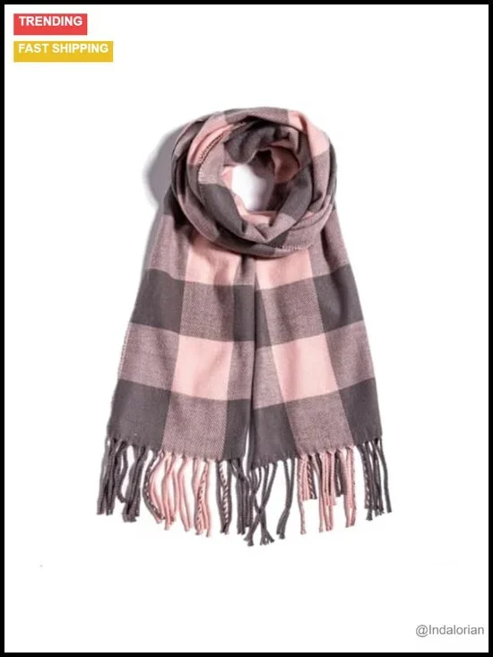 Plaid Scarf Winter Warm Lightweight Soft Acrylic 72x12 Inches