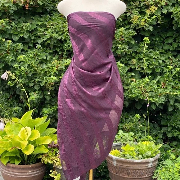 Unbranded Whimsical Purple Scarf Floral Sheer Textured Wrap Shawl Sarong - OS