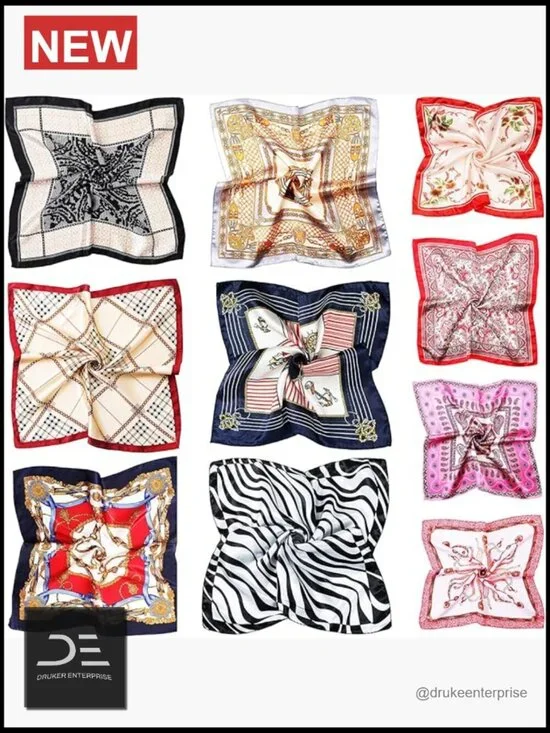 10 Pcs Square Satin Scarves, Fashion Neck Head Hair Scarves Set