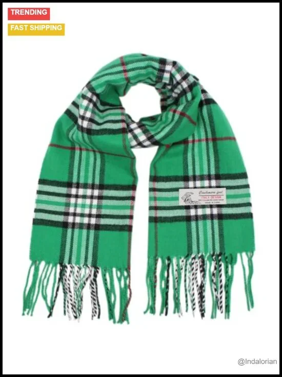 Plaid Cashmere Feel Viscose Winter Scarf, Unisex 72