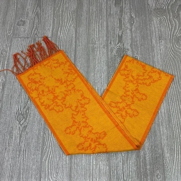 Vintage DESCOURS PARIS Royal Women's Soft Scarf Orange & Yellow 63
