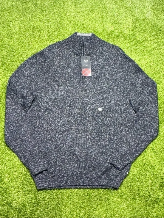 Chaps Men's Black 1/4 Zip Mock Neck Knit Pullover Sweater XL Black NWT
