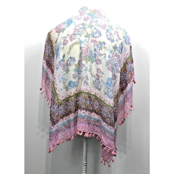 Aratta Silent Journey Scarf Floral Embroidered Tassel 40