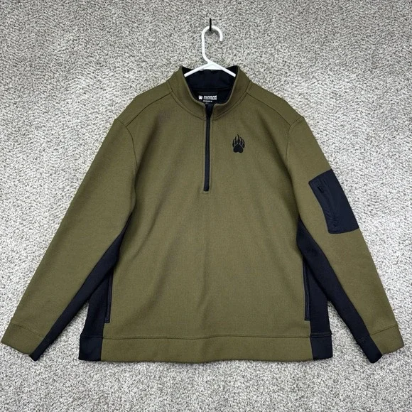 Alaskan Hardgear Gravel Tec Fleece Men's‎ 2XL XXL Green Heavy Quarter Zip Jacket