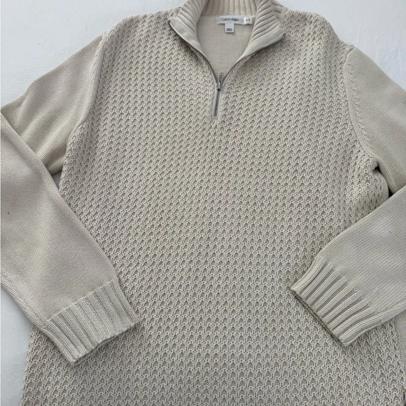 Calvin Klein Men's Beige Zip-Up Sweater