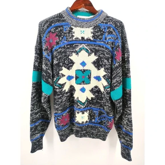 Mcgregor Chunky Knit Aztec Sweater Mens Large Acrylic 80s Vintage Geometric
