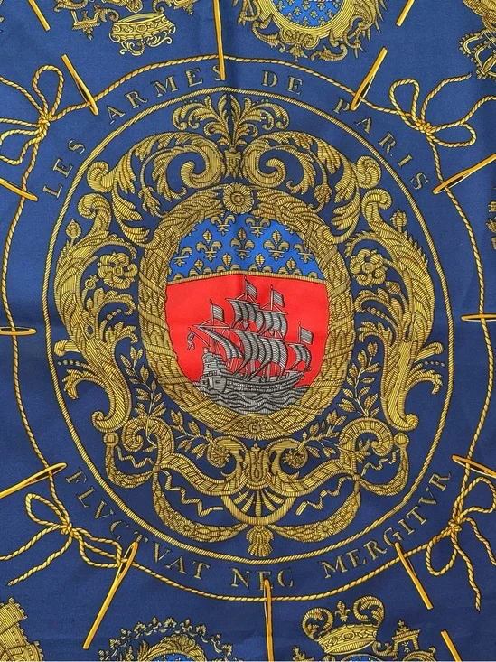 Hermes Paris vintage Les Armes de Paris Carre Silk Scarf-Authentic (with box)