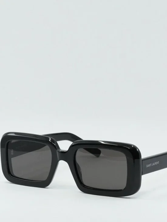 Saint Laurent SL534 SUNRISE 001 Sunglasses Shiny Black Rectangle Frame