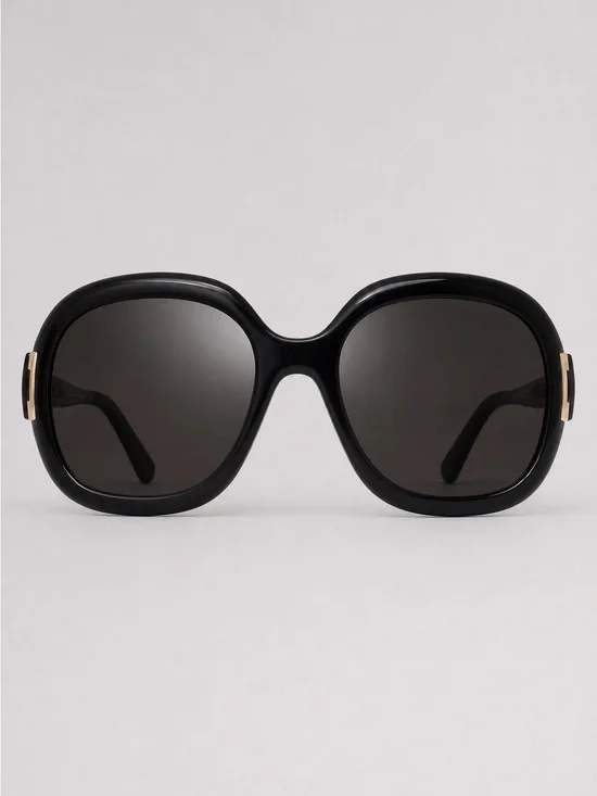 Dior Oversized Grayish Black Women's Sunglasses with Gold Accents NWT