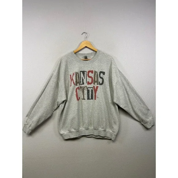 Gildan Streetwear Gameday Unisex XL Gray Kansas City Graphic Crewneck Sweatshirt