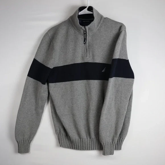 Nautica Men's 100% Cotton‎ Heavy Partial Zip Sweater Size L