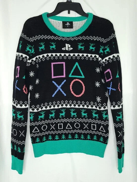 GEEKNET Playstation Men's Ugly Christmas/Holiday Crewneck Pullover Sweater SMALL