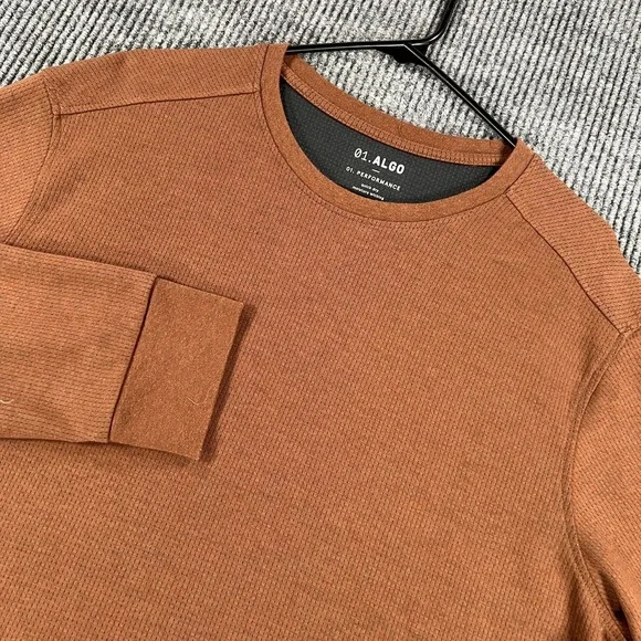 Algo Performance Sweater Shirt Mens XL Extra Large Brown Long Sleeve Crew
