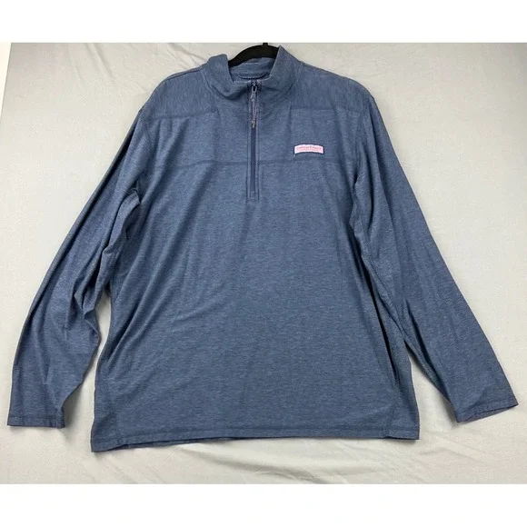 Vineyard Vines Shep Shirt Men XL Blue Excellent 1/4 Zip Pima Cotton Pullover