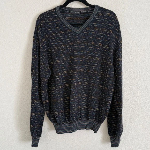 Vintage Mens Large Wool Blend 90s Grandpa Sweater‎ Textured Knit Indie Grunge