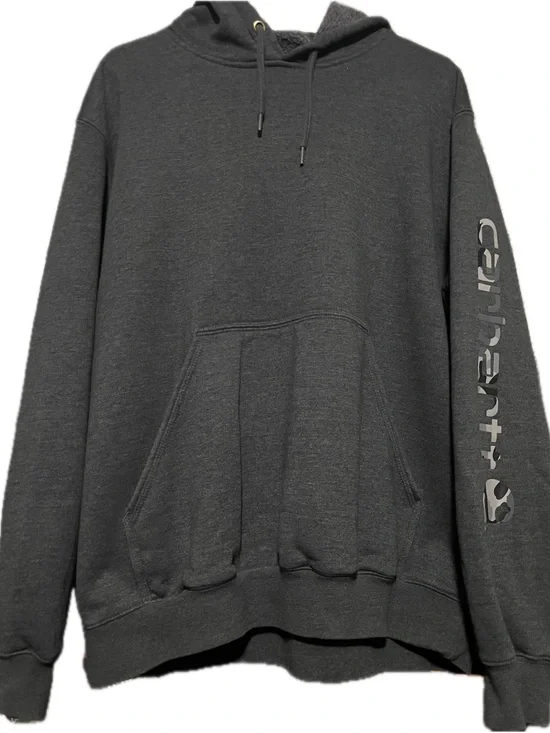 Carhartt Dark Gray Pullover Hoodie with Sleeve Logo