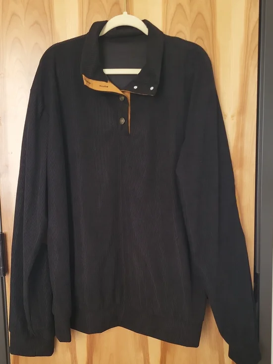 Heng Sheng Jeans Men's Black Pullover Sweater with Contrast Trim