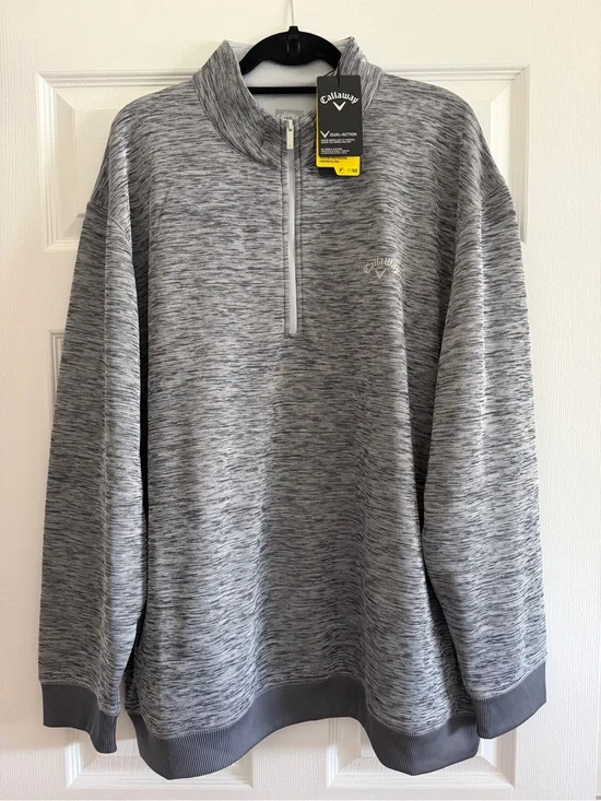 Callaway Men's Heather Gray Quarter-Zip Crewneck Sweater