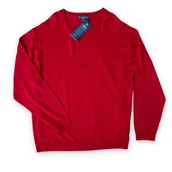 Hart Schaffner Marx Extra Fine Merino Wool V-Neck Sweater Mens Size 2XT Tall Red
