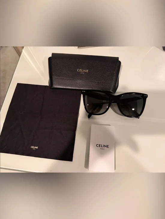 Celine Glossy Black Cat-Eye Sunglasses with Branded Case