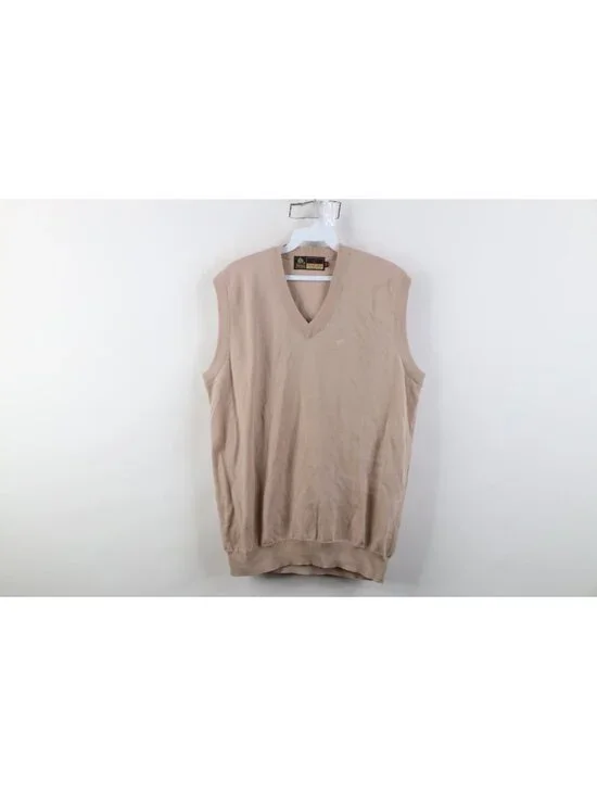 Vintage 90s Streetwear Mens 42 Distressed Blank Merino Wool Knit Sweater Vest