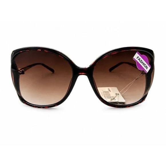 Women’s Oversized Tortoise Brown Gradient Sunglasses UV400 Retro Glam Chic NWT