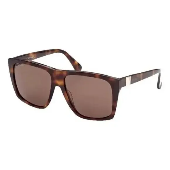 NEW MAXMARA Prism Oversized Tortoiseshell Brown Square Gold Stud Sunglasses Case