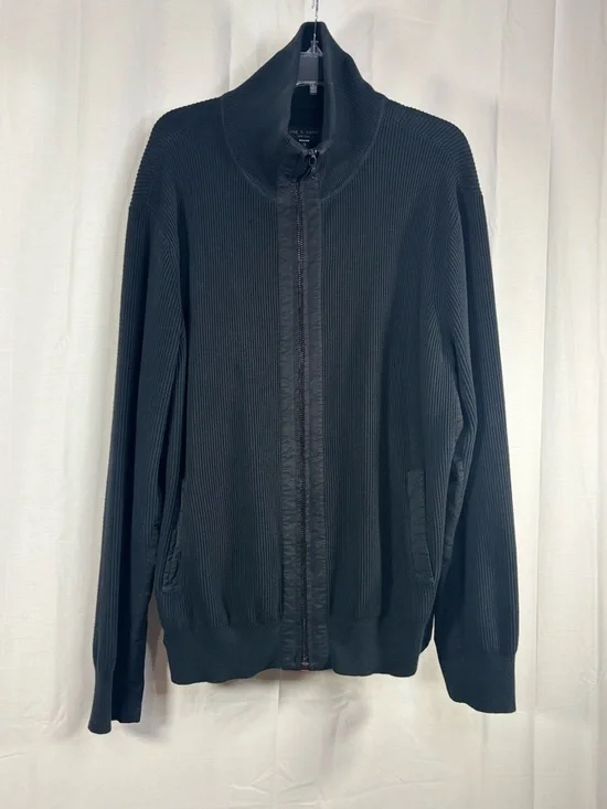 EUC RAG&BONE Men's Black Full-Zip Oversized Ribbed Sweater Jacket Size L