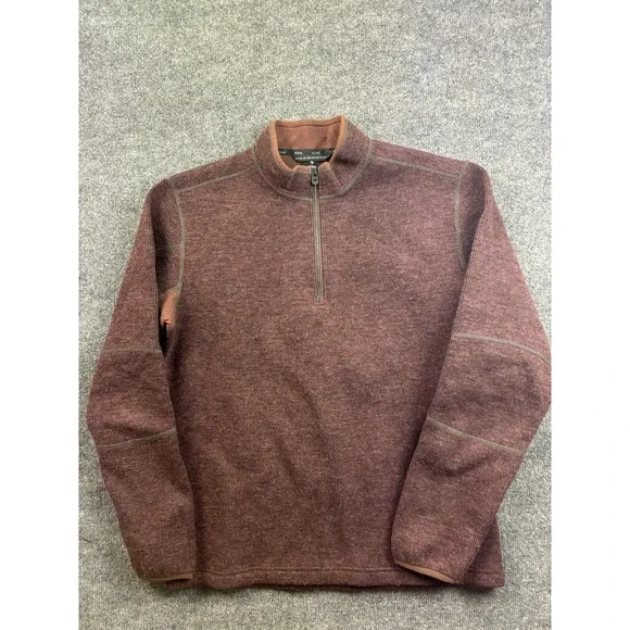KUHL ThermoKore Pullover Mens Large Brown Quarter Zip Wool Blend Sweater