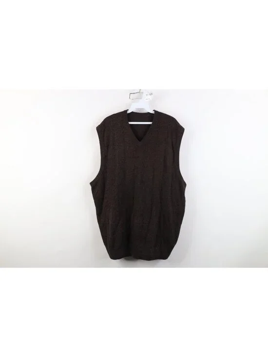 Vintage 90s Streetwear Mens XL Blank Checkered Soft Knit V-Neck Sweater Vest