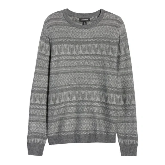 𝅺nordstrom tonal fair isle sweater dark gray