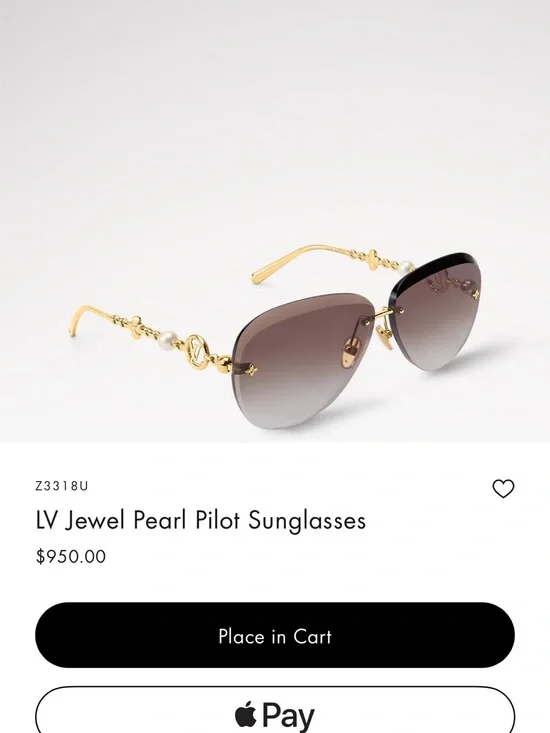 Louis Vuitton Gold-Trim Pearl Pilot Sunglasses - Brown Gradient Lenses