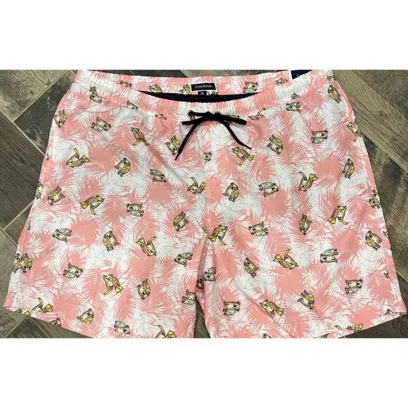 New Club Room Mens ‎ Swim Trunks Shorts Bulldog Pattern Beach Pool Hawaiian XXL