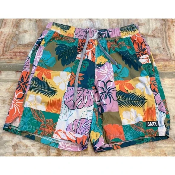 SAXX Oh Buoy 2N1 Swim Shorts‎ Mens Multicolor Floral DropTemp Liner W/ Pouch S