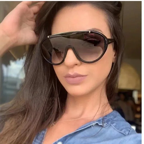 Oversized Shield Sunglasses Women Men Fashion Sports Black Lens Lentes Gafas New