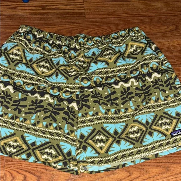 Patagonia Baggies Long 7” Swim Trunks‎ Men Med Green Mangrove Tiki Lined Shorts