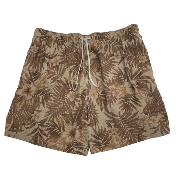 OVIESSE  Swim Trunks Medium Mens/ XXL Boys Brown Leaf