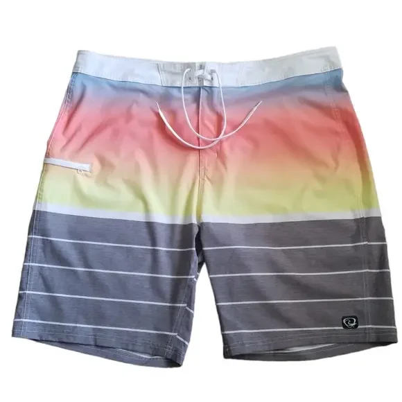 Wave‎ Zone Men’s Ombre Striped Swim Board Shorts Sz. 40