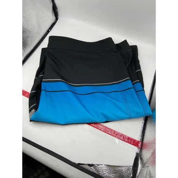 ONeill Board Shorts Black Blue Hyperfreak Striped 36 Surf Beach  Skate Swim