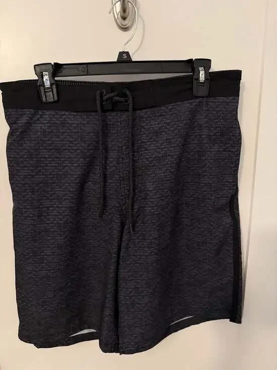 Men's Dark Gray Board Shorts/Swim Trunks with Zippered Pocket