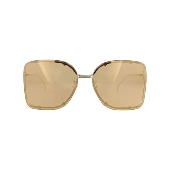 Gucci Square-Frame Metal Sunglasses Gold Womens