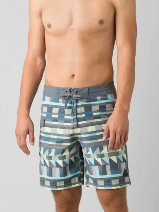 Prana Men’s Sander Boardshort - size 33 - swim surf beach blue gray geo shorts
