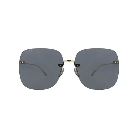 Gucci Square-Frame Metal Sunglasses Gold Womens