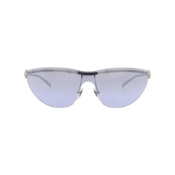 Gucci Shield-Frame Metal Sunglasses Silver Womens